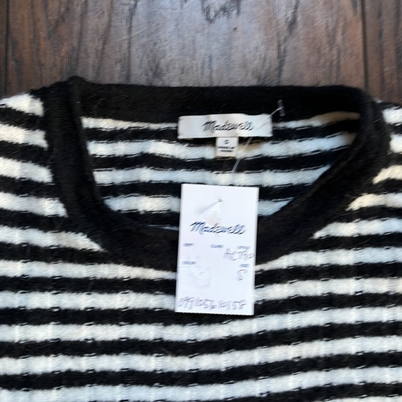 Madewell Black/White Striped Colette Leamore Wool/Alpaca Blend Sweater - Picture 5 of 11